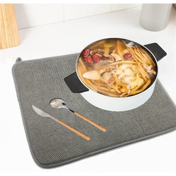 2 Pack Microfiber Dish Drying Mat,Absorbent Dish Drainer Kitchen Counter - Picture 7 of 8